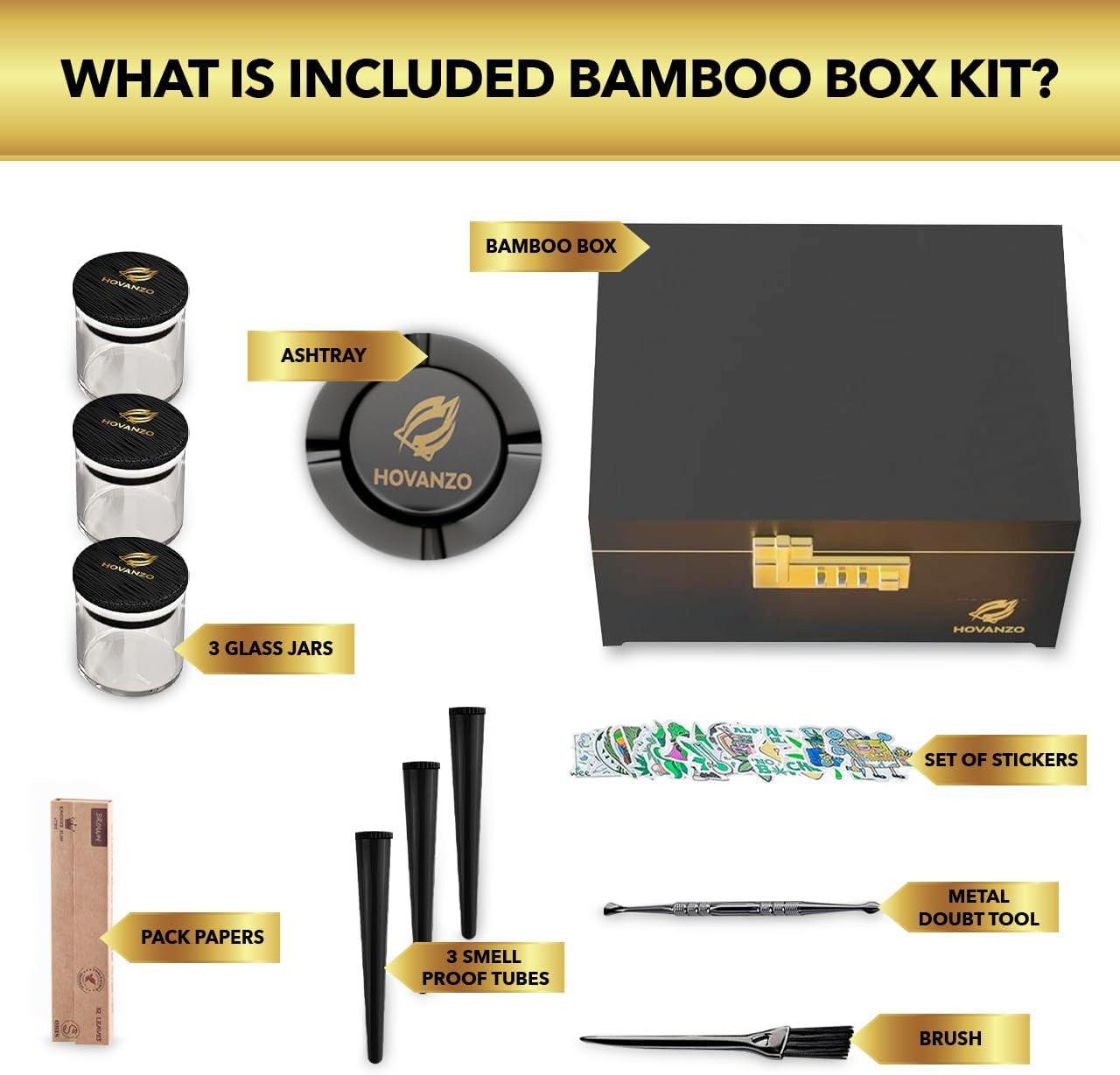 Premium Large Bamboo Storage Box with Combination Lock - Decorative Set - Wooden Container with Accessories - Box Kit with Glass Jars