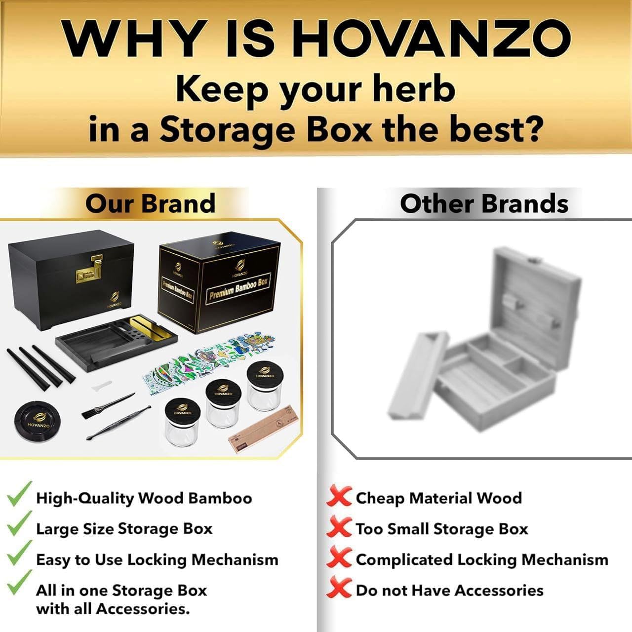 Premium Large Bamboo Storage Box with Combination Lock - Decorative Set - Wooden Container with Accessories - Box Kit with Glass Jars
